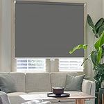 LUCKUP Cordless Blackout Roller Shades for Windows Free-Stop Window Fabric Blinds Roll Up Shade Thermal Insulated Privacy Room Darkening UV Protection, 32" W x 72" H, Dark Grey