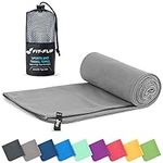 Fit-Flip Microfibre towel - compact, ultra lightweight & quick dry towel - the perfect gym, travel & beach towel - swimming towel for sports, camping & hiking (30x50cm grey - without bag)