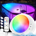 DeeprBlu 2024 Upgraded Underwater Pool Light with Remote, Submersible LED Lights Rechargeable Battery Powered, Magnetic Pool Light with Suction Cups, IP68 Waterproof Hot Tub Lights for Bathtub, Spa