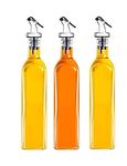 STAR WORK-Glass Oil Dispenser Bottle for Kitchen | Stainless Steel Leak-Proof Cork | Transparent Oil Pourer and Holder 500ml (Combo Pack of 3)