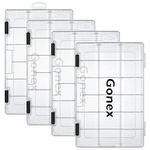 Gonex Fishing Tackle Boxes, 3600 Tackle Trays Transparent Fish Tackle Storage with Adjustable Dividers, Plastic Box Organizer, 4 Packs