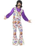 Smiffy's Men's 60s Groovy Hippie Costume, Multi, Medium