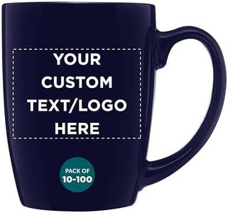 Custom Curved Java Coffee Mug Set - 100 Pack - Personalized Logo, Text - 12 Oz. - Stoneware Restaurant Cups - Cobalt Blue