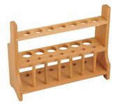 Eisco CH0003C Wood Test Tube Rack, 13 Hole, 6 Pin - 2 Shelves, 20-25mm