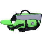VIVAGLORY Dog Life Jacket with Removable Front Float, Life Vest for Dogs with Reflective Trims & Extra Padding for Swimming & Boating, Bright Green, M