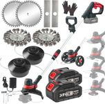 Garden Strimmer Cordless Strimmer BRUSHLESS Cordless Strimmer with Blades, 24V Battery Strimmers Cordless for Makita Battery, Electric Brush Cutter with WHEELS, CUTTING 30CM Garden Lawn Edger Tool