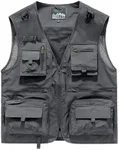 Men's & Youth Outdoor Fishing Vest,Grey Work Safari Travel Photography Vests,Family Matching Hiking Waistcoat,XL(US XS)