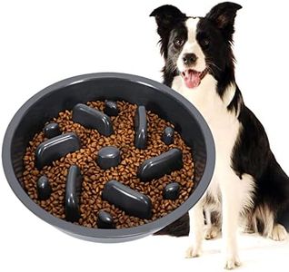 JASGOOD Largr Dog Slow Feeder Bowl - Reduce Slip Puzzle Bowl for Elevated Diners - Dark Gray, Fit Opening 8.9"-9.25"