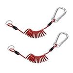 JSCARLIFE 4' Breakaway Trailer Cable 2Pcs, Trailer Brake Cable RV Stainless Steel Spring Towing Coiled Wire Safety Straps Ground Clip to Coiled Safety Cables Strap for RV Towing Trail