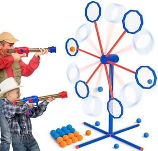 Shooting Games Toy for Kids 5 6 7 8 9 10+ Years Old with 2pk Air Guns & 56 Bullets - Rotating Target for Shooting Practice - Ideal Boy Gift