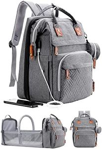 ISMGN Diaper Bag Backpack with Changing Station, Large Diaper Bag, Baby Bag, Multifunctional Diaper Bag, Gray