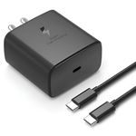 Samsung 45W Charger with 1M Type C 1M Cable for Galaxy S25/S24/S23/S22(Plus/Ultra/Fe) Z fold/flip,6,5,4,3, Tablet S10 Ultra/S10+/S10/A9+/A9/ Note 20/20+/10 5G/S9/S8 45watt Fast Charger Adaptor-Black