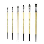 XDT#6386 Filbert Artist Paint Brush 6 Piece Set Medium Stiff Black Hog Bristle Extra Long Handle #1#3#5#7#9#11, Acrylic Oil Watercolor