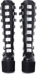 CELNEPHO Womens Chunky Platform Knee High Boots High Heel Round-Toe Zip Punk Goth Mid Calf Combat Boots For Women