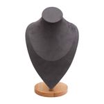 DispJewel Jewellery Bust Stand with Wooden Base Necklace Display Stand Photography Prop (Grey 1 Pc)