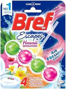 Bref Escapes Hawaii Sensation with Air Freshener Effect, Rim Block Toilet Cleaner, 50g