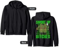 Marijuana Weed Cannabis Hoodie Sweatshirt Smoke Up Bitches Zip Hoodie