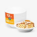 ECO SOUL [350 ml, 50 Pack] Disposable Bagasse Bowls | Eco-friendly, Biodegradable, Sugarcane Paper Bowls | For Serving Snacks & Dinner | Birthday, Wedding & Party | Round, White