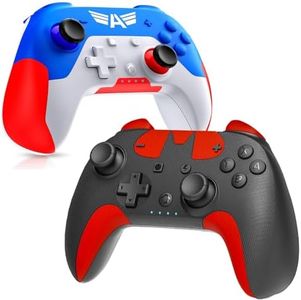 Pedroshaw 2 Pack Wireless Controller Compatible With Switch/Lite/OLED/PC, Small Pro Controller With 6-Axis Gyro, Programe, Dual Vibration, Turbo, Share - Gift for Kids