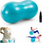 PHYSIOWORX Peanut Ball x 50cm – Multiple Use: Exercise, Yoga, Pilates, Rehab, Sensory, Fitness, Birthing and Flexible Seating - Anti-Burst Exercise Ball - PUMP INCLUDED