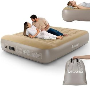 Lewondr Queen Air Mattress with Built in Pump, 13" Deluxe Blow Up Mattress with Pillow Design, 3Min Fast Inflatable Mattress for Camping, Home, Guests, Travel (550lb MAX), Khaki