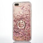 iPhone 7 Plus/ 8 Plus Case [with Tempered Glass Screen Protector],Mo-Beauty Flowing Liquid Floating Bling Shiny Sparkle Glitter Case Cover for Apple iPhone 7 Plus/ 8 Plus 5.5 Inches (Rose gold)