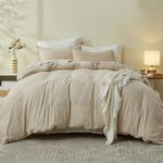 Simple&Opulence Double Duvet Cover Set, 100% Pure Cotton Premium Hotel Quality Luxury and Breathable Bedding Quilt Cover with Pillow Cases(Khaki,200x200cm)