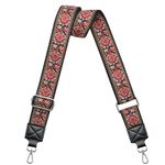 Muteffcase Purse Strap Wide Replacement Crossbody Bag Straps, 1.5" Canvas Handbag Shoulder Strap, Adjustable Tote Belt, Silver 1.5" - Red Jacquard, Modern