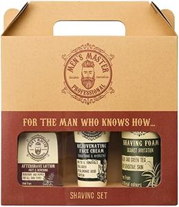 Men's Master Set Regalo per Uomo 3 Unità | Shaving Set | Schiuma Idratante da Barba | Lozione Lenitiva per Dopobarba | Crema Rigenerante Viso Antirughe | Cura del Viso Maschile | Senza Parabeni