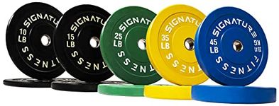Signature Fitness 2" Olympic Bumper Plate Weight Plates with Steel Hub in Pairs or Sets - 100% Virgin Rubber, Color Coded