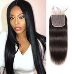 Straight Closure 22 Inch 4X4 Lace Closure Human Hair Pre Plucked With Baby Hair Bleached Knots Grade 9A Real Human Hair Malaysian Virgin Hair Grade 9A High Density Natural Color