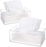 2PCS Acrylic Tissue Box Holder, Clear Napkin Tissue Boxes Modern Simple Desktop Facial Tissue Case Paper Dispenser for Bathroom Bedroom Home Farmhouse Office Hotel Car- 8.8 x 3.5 x 4.8 Inch