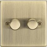 Knightsbridge CS2182AB Square Edge Antique Brass 2G 2 Way Dimmer, Antique Brass