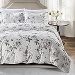 Home Beyond & HB design - 3 Piece Duvet Cover Set, 1 Printed Zipper Closure Duvet Cover with 2 Pillow Shams, Ultra Soft Brushed Microfiber, King Size, White Floral