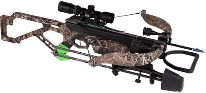 Excalibur Mag MAX Accurate High-Output CeaseFire Archery Hunting Crossbow - Scope, Scope Rings, 3 Quill Arrows with 100Gr Field Points, 4-Arrow Quiver Included, Country