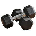 Soozier Rubber Dumbbells Weight Set, Total 40lbs(20lbs Each) Dumbbell Hand Weight for Body Fitness Training for Home Office Gym, Black