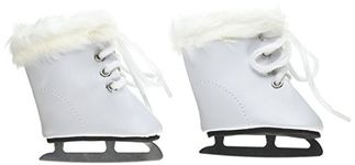 Cute 18" White Furry Ice Skates for Dolls- Fits 18" American Girl Dolls, Gotz, Our Generation Madame Alexander and Others.