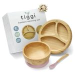 Baby Weaning Set by Tiggi, Baby Feeding Set, Complete with Suction Plate and Baby Bowls for Weaning, Toddler Plates and Bowls Sets, Baby Weaning Essentials for Mess-Free Baby Led Weaning (Dusky Pink)