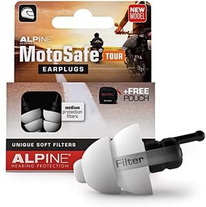 Alpine MotoSafe Tour Tapones para los Oídos - Tapones para Rutas en Moto - Evita Daños Auditivos durante la Práctica del Motociclismo - El Tráfico Sigue Siendo Audible - Tapones Reutilizables