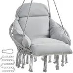 SONGMICS Hanging Chair, Hammock Chair with Large, Thick Cushion, Boho Swing Chair for Bedroom, Patio, Balcony, Garden, Holds up to 264 lb, Accessories Included, Dove Gray UGDC042G11