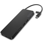 Lenovo USB-C Slim Travel Dock, 8 Ports, Up to 65W PD Pass Through, Integrated USB-C Cable, 4K Display Support, Black