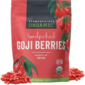 Viva Naturals Organic Dried Goji Berries, 1 lb (454 g) – Non-GMO, Vegan Wolfberries, Perfect for Goji Berry Tea, Smoothies, Baking & Snacking