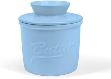 fanquare Burriere in Porcellana Blu con Coperchio, Piatto per Burro, Contenitore Rotondo per Burro Francese e Burro Morbido