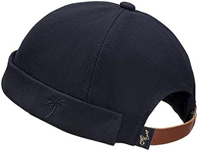 CLAPE Brimless Hats for Men Adjustable Docker Hat Casual No Brim Hat Rolled Cuff Retro Visorless Beanie Skullcap