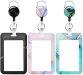 Shusmda Badge Holder with Retractable Reel Heavy Duty ID Name Tag Worker Badge Carabiner Clip Card Protector Cover Case Plastic