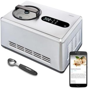 MEDION smarte Eismaschine mit Kompressor (selbstkühlend, 2 Liter, App Steuerung inkl. Eis-Rezepte, Joghurt, Eiscreme, Sorbet, LED Display, Edelstahl, MD12170)
