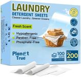 Planet True Eco-Friendly Laundry Detergent Sheets – 200 Loads (100 Sheets) Fresh Scent – Concentrated, Quick-Dissolve, Travel-Friendly & Hypoallergenic – No Phosphate, Bleach or Dyes