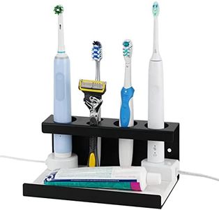 Adorila Electric Toothbrush Countertop Holder, Diatomaceous Earth Sink Organizer for Bathroom, Wall Mounted Toothbrush Stand Compatible with Philips Sonicare, Oral-B (Black)