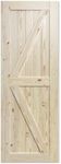 SmartStandard 30in x 80in Sliding Barn Wood Door Pre-Drilled Ready to Assemble, DIY Unfinished Solid Spruce Wood Panelled Slab, Interior Single Door Only, Natural, K-Frame (Fit 5FT Rail)