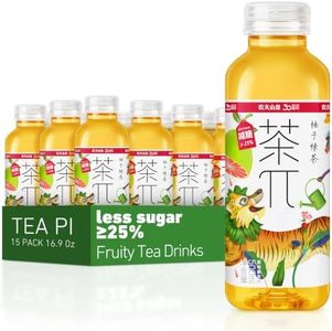 Tea PI Pomelo Green Iced Tea, Less Sugar, 16.9 Fl Oz (15 Pack)